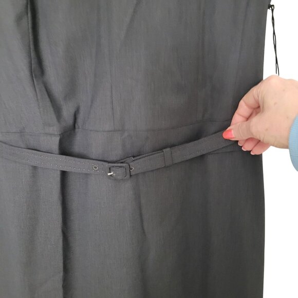 Ann Taylor Wool Blend Dress Womens Size10 Charcoal Belted Notched Collar NWT - Picture 5 of 8